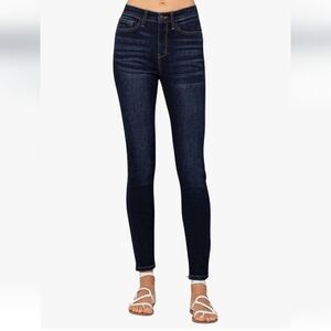 Judy Blue High Waist Dark Wash Hand Sand Skinny Jeans Size 26